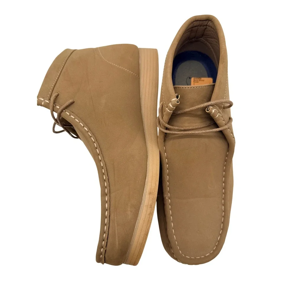 Amali Jason2-028 Chukka Boots Mens 11 Tan Excellent Faux Suede Moc Toe Casual